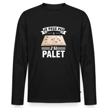 je peux pas j'ai palet idée cadeau palet breton - T-shirt manches longues Premium bio Homme - noir - Devant - Nico (187cm)
