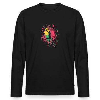 Basketball Center Dunk Color Splash - Männer Premium Bio Langarmshirt - Schwarz - Vorne - Nico (187cm)