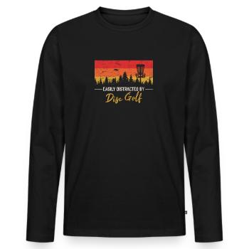 Facilement distrait par disc golf drôle frisbee golf - T-shirt manches longues Premium bio Homme - noir - Devant - Nico (187cm)