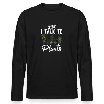 Oui, je parle à des plantes Propriétaire de plantes succulentes Drôle P - T-shirt manches longues Premium bio Homme - noir - Devant - Nico (187cm)