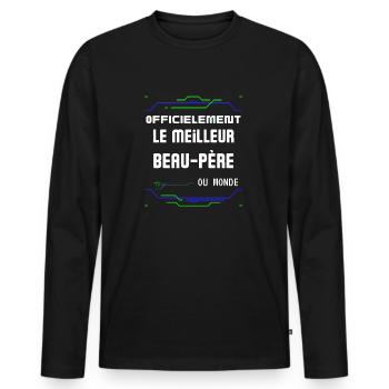 Le Meilleur Beau Père Ou Monde Pour Fête Des Pères - Men's Premium Organic Long Sleeve Shirt - black - Front - Nico (187cm)