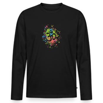 Yoga Aum Om Signe Symbole Couleur Splash - T-shirt manches longues Premium bio Homme - noir - Devant - Nico (187cm)