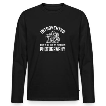 Introverti Drôle De Photographie Amoureux Photographe J - T-shirt manches longues Premium bio Homme - noir - Devant - Nico (187cm)