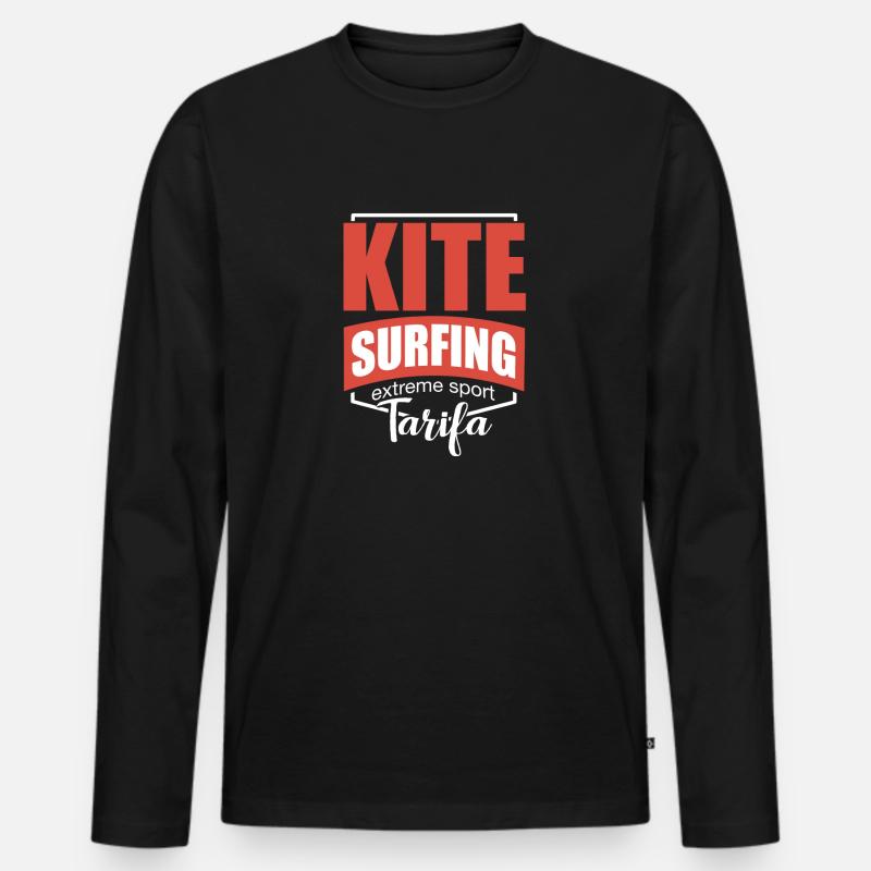 Tarifa Beach Spanien Kite-Surfing Paradies - Männer Premium Bio Langarmshirt - Schwarz