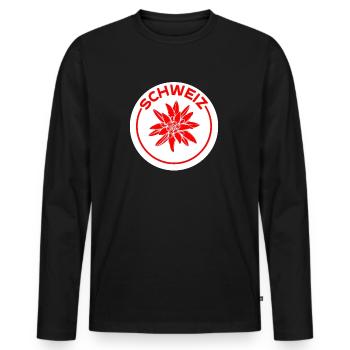 Schweizer Enzian - Männer Premium Bio Langarmshirt - Schwarz - Vorne - Nico (187cm)