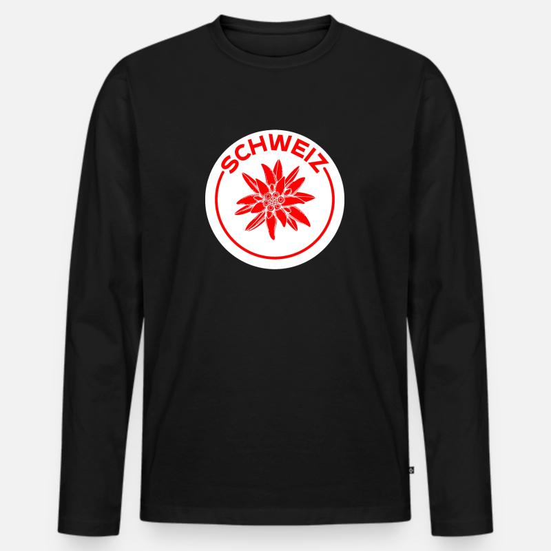 Schweizer Enzian - Männer Premium Bio Langarmshirt - Schwarz