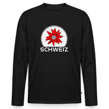 Schweizer Enzian - Männer Premium Bio Langarmshirt - Schwarz - Vorne - Nico (187cm)