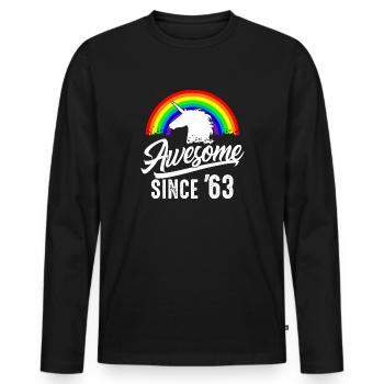 Großartig seit 1963 Geschenkidee 60. Geburtstag - Männer Premium Bio Langarmshirt - Schwarz - Vorne - Nico (187cm)