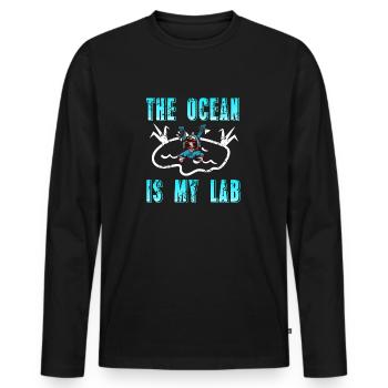 Vintage The Ocean Is My Lab Marine Biologist - Männer Premium Bio Langarmshirt - Schwarz - Vorne - Nico (187cm)