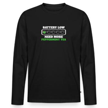 Lustiger Minzkräutertee - Männer Premium Bio Langarmshirt - Schwarz - Vorne - Nico (187cm)