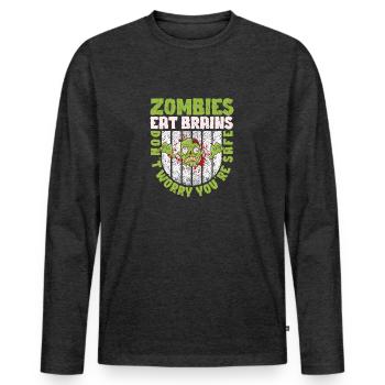 Halloween Zombie Zombies Eat Brains None - Men's Premium Organic Long Sleeve Shirt - heather anthracite - Front - Nico (187cm)