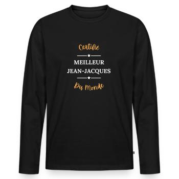 Certifié meilleur jean jacques du monde - T-shirt manches longues Premium bio Homme - noir - Devant - Nico (187cm)
