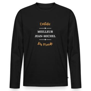 Certifié meilleur jean michel du monde - T-shirt manches longues Premium bio Homme - noir - Devant - Nico (187cm)