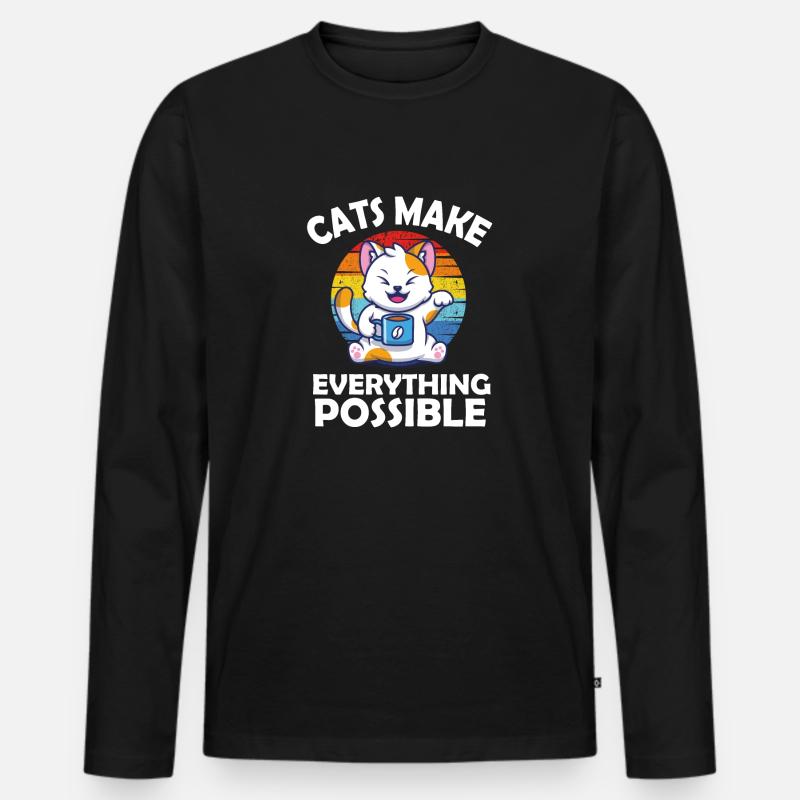 Cats make everything possible - Men's Premium Organic Long Sleeve Shirt - black