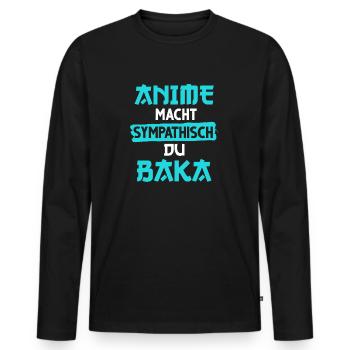 Japanisch Anime Manga Baka Senpai Nani Kawai Otaku - Männer Premium Bio Langarmshirt - Schwarz - Vorne - Nico (187cm)
