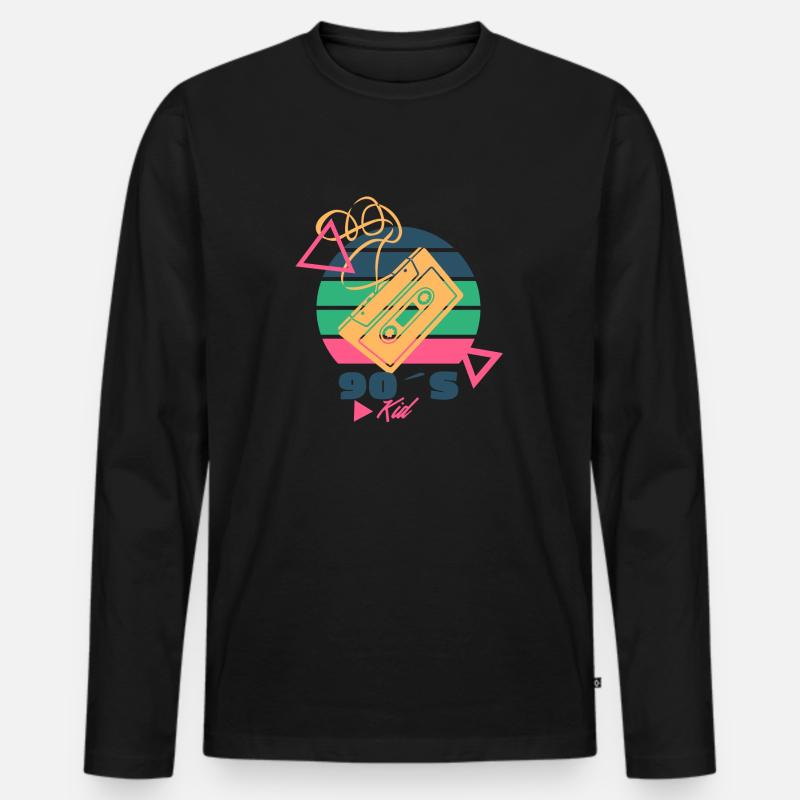 90s Kid - Männer Premium Bio Langarmshirt - Schwarz