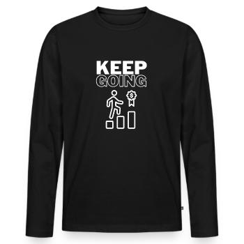 Keep Going - Männer Premium Bio Langarmshirt - Schwarz - Vorne - Nico (187cm)