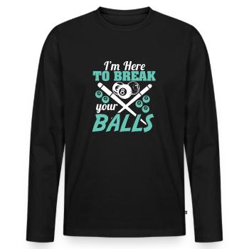 Billard - Piscine - Fun - T-shirt manches longues Premium bio Homme - noir - Devant - Nico (187cm)
