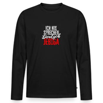 Balkan Spruch ich nix sprechen Deutsch JEBIGA - Männer Premium Bio Langarmshirt - Schwarz - Vorne - Nico (187cm)