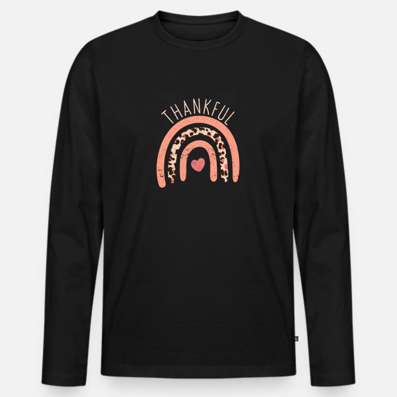 Dankbares Regenbogenherz Thanksgiving Dinner - Männer Premium Bio Langarmshirt - Schwarz
