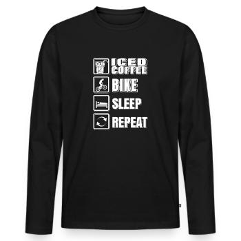 Iced Coffee Bike Sleep Repeat Drôle T-Shirt - T-shirt manches longues Premium bio Homme - noir - Devant - Nico (187cm)