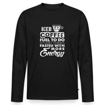 Carburant de café glacé pour faire stupide vintage drôle - T-shirt manches longues Premium bio Homme - noir - Devant - Nico (187cm)