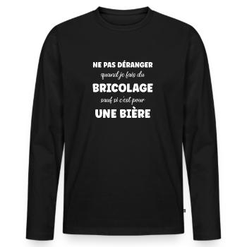 Ne pas déranger bricolage sauf pour une bière - T-shirt manches longues Premium bio Homme - noir - Devant - Nico (187cm)