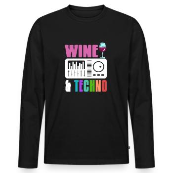 Wine And Techno - Men's Premium Organic Long Sleeve Shirt - black - Front - Nico (187cm)