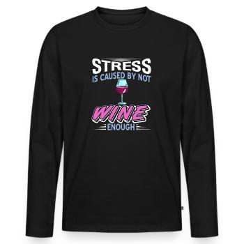 wine - Men's Premium Organic Long Sleeve Shirt - black - Front - Nico (187cm)