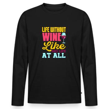 Life Without Wine - Men's Premium Organic Long Sleeve Shirt - black - Front - Nico (187cm)