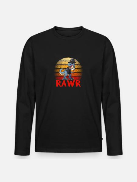 Dinosaur Rawr Thanksgiving Turkey Saurus - Men's Premium Organic Long Sleeve Shirt - black
