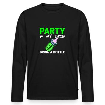 Party At My Crib Bring A Bottle Funny Baby Present - Men's Premium Organic Long Sleeve Shirt - black - Front - Nico (187cm)