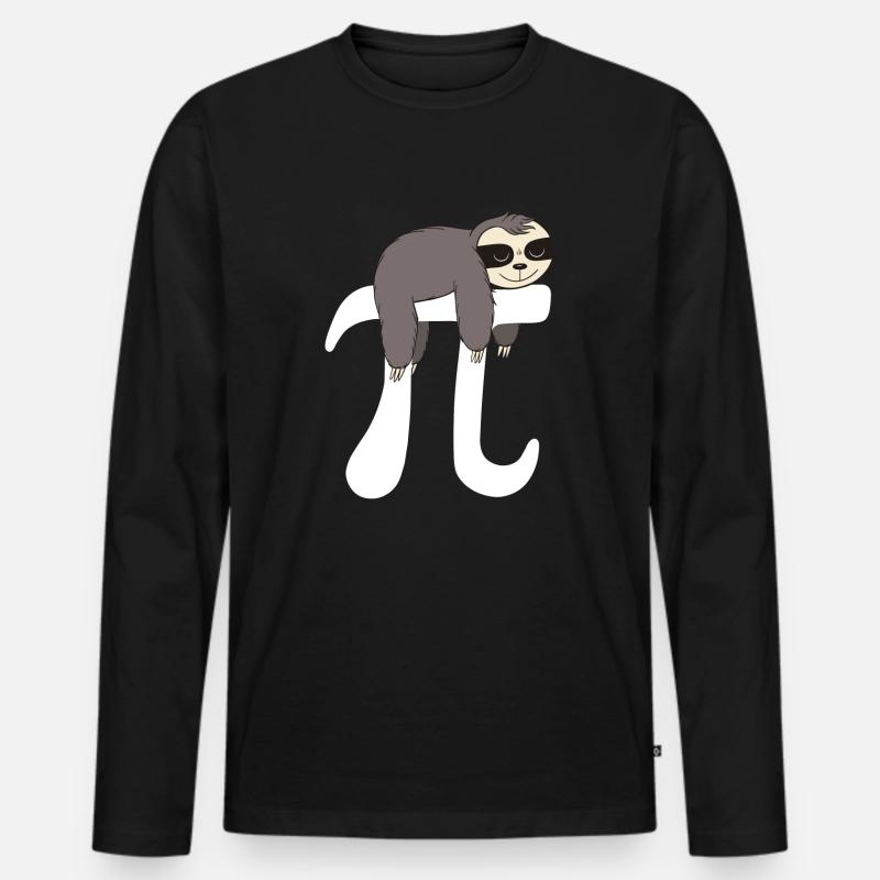 Math Sloth Pi - Männer Premium Bio Langarmshirt - Schwarz