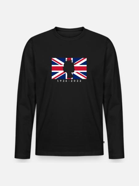 RIP Queen UK Flagge - Männer Premium Bio Langarmshirt - Schwarz
