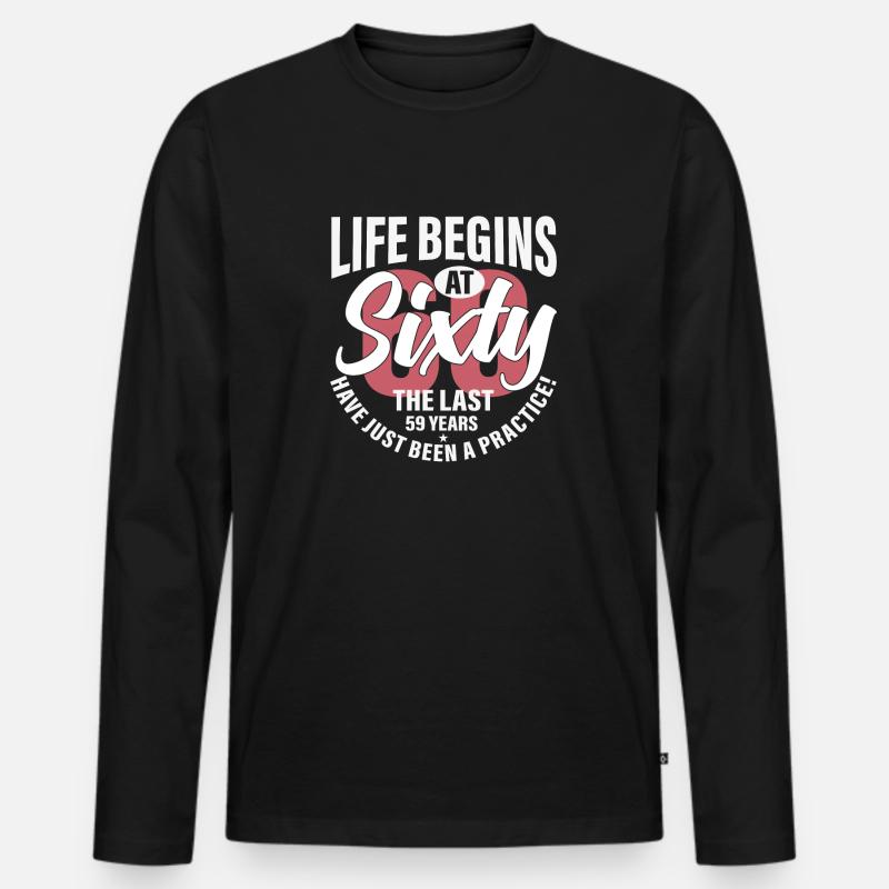 Das Leben beginnt mit - Männer Premium Bio Langarmshirt - Schwarz