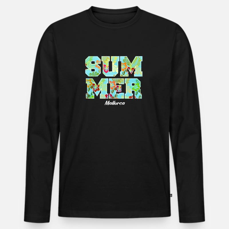 Summer Design mit Hibiskus - Männer Premium Bio Langarmshirt - Schwarz
