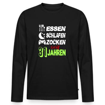 Geburtstag 31 Zocken Spielen Gaming Schlafen - Männer Premium Bio Langarmshirt - Schwarz - Vorne - Nico (187cm)