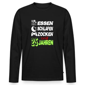 Geburtstag 25 Zocken Spielen Gaming Schlafen - Männer Premium Bio Langarmshirt - Schwarz - Vorne - Nico (187cm)