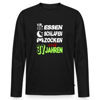 Geburtstag 37 Zocken Spielen Gaming Schlafen - Männer Premium Bio Langarmshirt - Schwarz - Vorne - Nico (187cm)