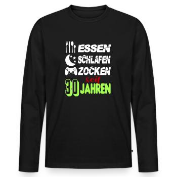 Geburtstag 30 Zocken Spielen Gaming Schlafen - Männer Premium Bio Langarmshirt - Schwarz - Vorne - Nico (187cm)