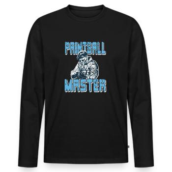 Retro Vintage Paintball Master Cool Baller T-Shirt - Men's Premium Organic Long Sleeve Shirt - black - Front - Nico (187cm)