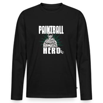 Paintball Hero Cool Retro Baller Designs T-Shirt - Men's Premium Organic Long Sleeve Shirt - black - Front - Nico (187cm)