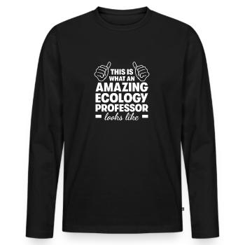 Amazing Ecology Professor - Men's Premium Organic Long Sleeve Shirt - black - Front - Nico (187cm)