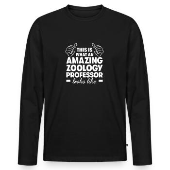 Amazing Zoology Professor - Men's Premium Organic Long Sleeve Shirt - black - Front - Nico (187cm)
