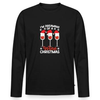 Santa Claus Drinking Lover I'm Dreaming Of A Wine - Men's Premium Organic Long Sleeve Shirt - black - Front - Nico (187cm)