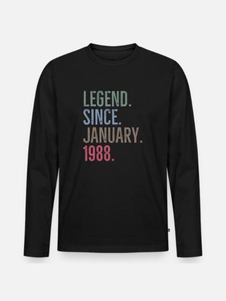 Legend Since January 1988 - Men's Premium Organic Long Sleeve Shirt - black