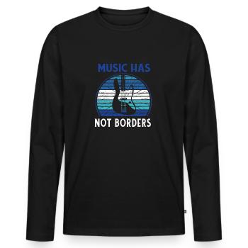 La musique n’a pas de frontières - T-shirt manches longues Premium bio Homme - noir - Devant - Nico (187cm)