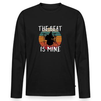 The Beat Is Mine Drum Set - Funny Drummer Gifts - Men's Premium Organic Long Sleeve Shirt - black - Front - Nico (187cm)