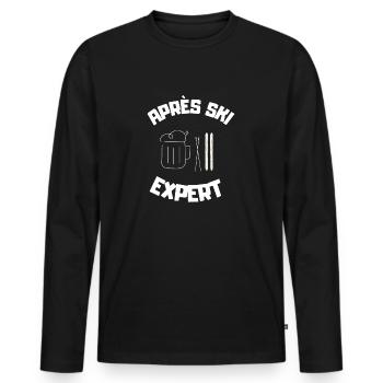 Après Ski Expert - Men's Premium Organic Long Sleeve Shirt - black - Front - Nico (187cm)
