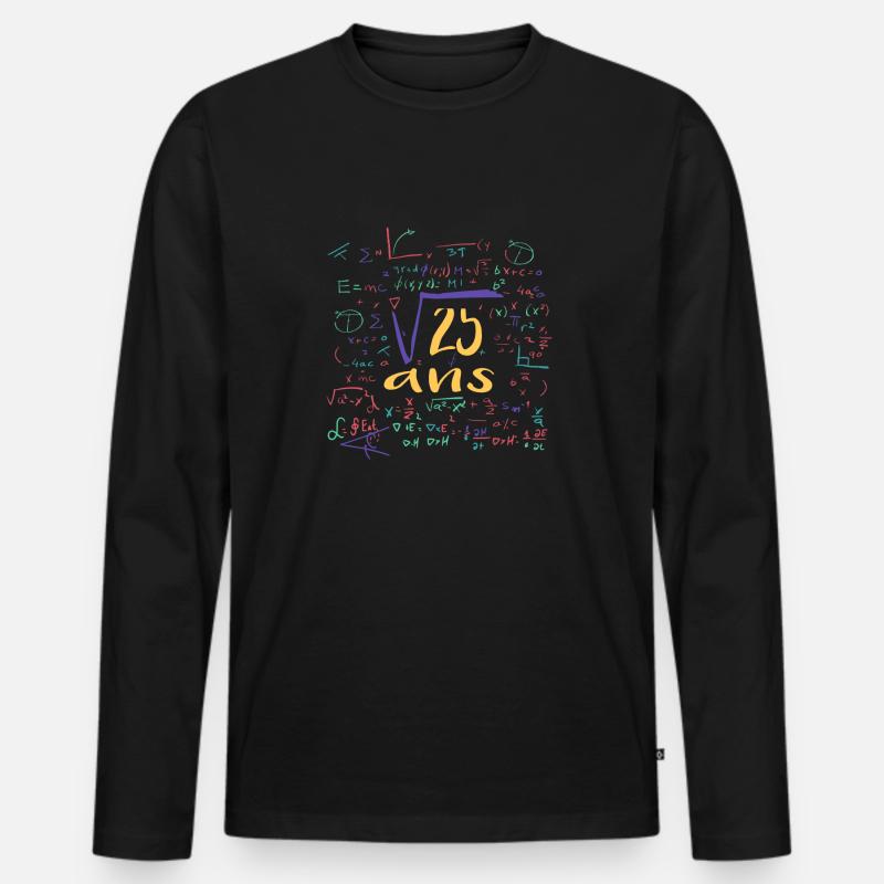 Quadratwurzel 25 Jahre - Männer Premium Bio Langarmshirt - Schwarz